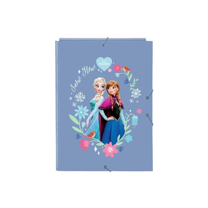 Safta Frozen Carpeta Con 3 Solapas - Tapas Duras Forradas - Formato Folio - Cierre Con Gomas - Durabilidad Y Proteccion