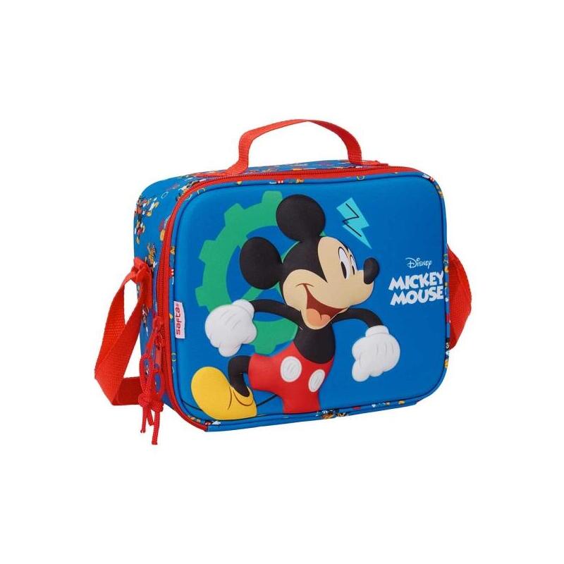 Safta Mickey Mouse Bolsa Isotermica Porta Alimentos - Frontal 3d - Cremallera - Bandolera Ajustable - Asa De Mano -