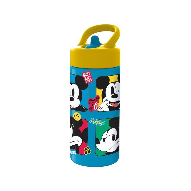 Safta Mickey Mouse Good Day Botella De 410ml - Pvc Sin Bpa - Tapon Antigoteo Con Pajita - Azul