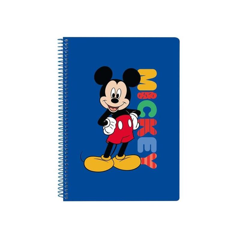 Safta Mickey Mouse Today Libreta Con Espiral - Formato Cuarto - 80 Hojas De Papel 80g/M2 - Cuadriculas 4x4mm - Tapas