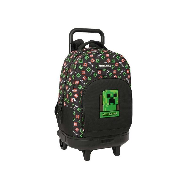 Safta Minecraft Mochila Con Carro - Extraible - Bolsillo Frontal - Portabotellas - Tirador Doble - Hombreras Acolchadas