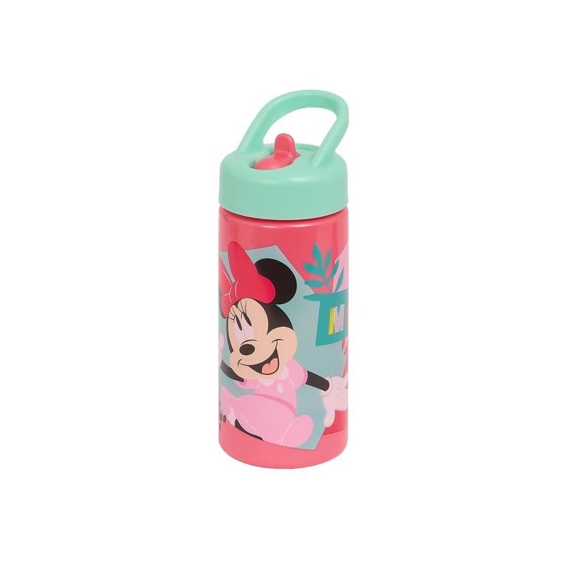 Safta Minnie Mouse Me Time Botella De 410ml - Pajita Integrada - Valvula De Salida De Agua - Asa Superior - Tapon