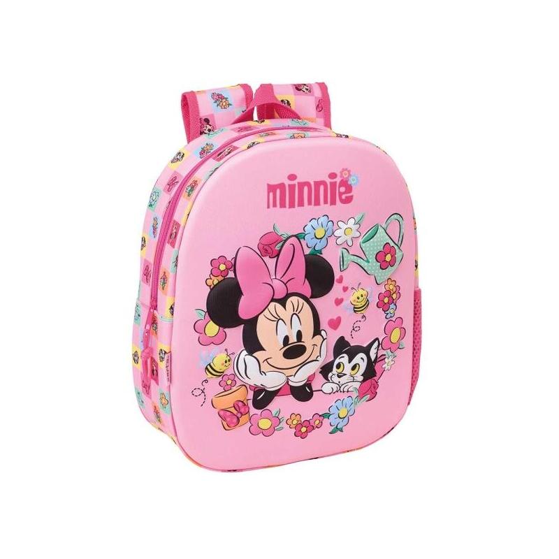 Safta Minnie Mouse Mochila 3d - Portabotellas - Hombreras Acolchadas - Asa De Mano Superior - 27x33x10cm - Rosa
