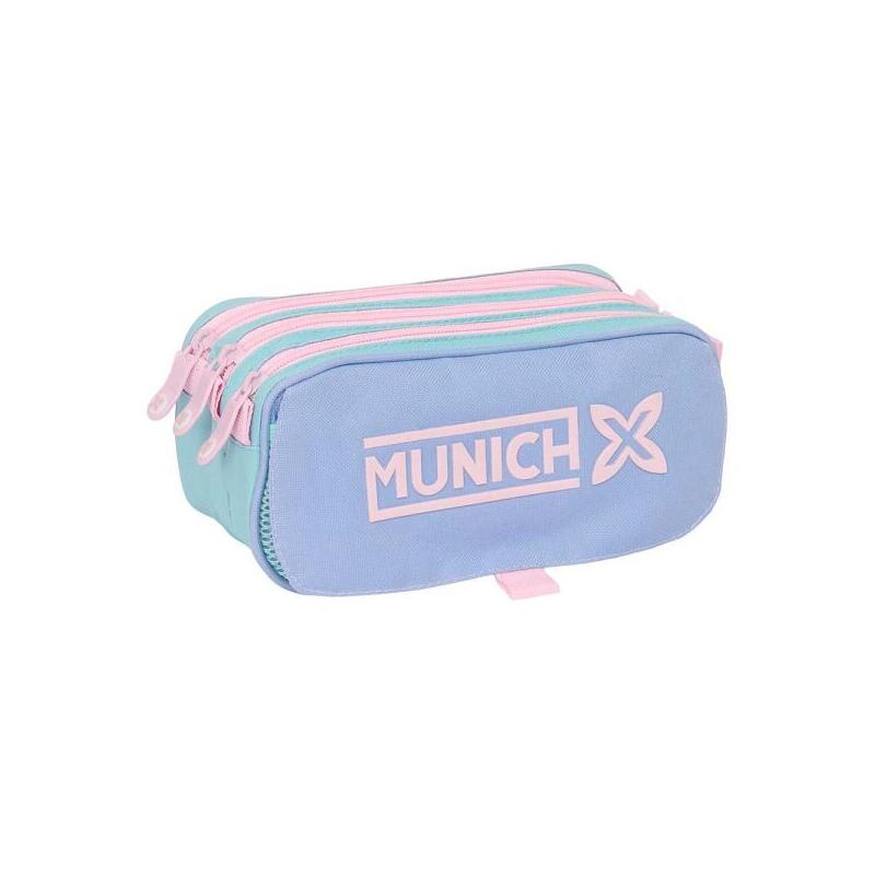 Safta Munich Mellow Portatodo - 3 Compartimentos Con Cremalleras - Bolsillo Frontal - Cinta Adaptable - 1.72l -