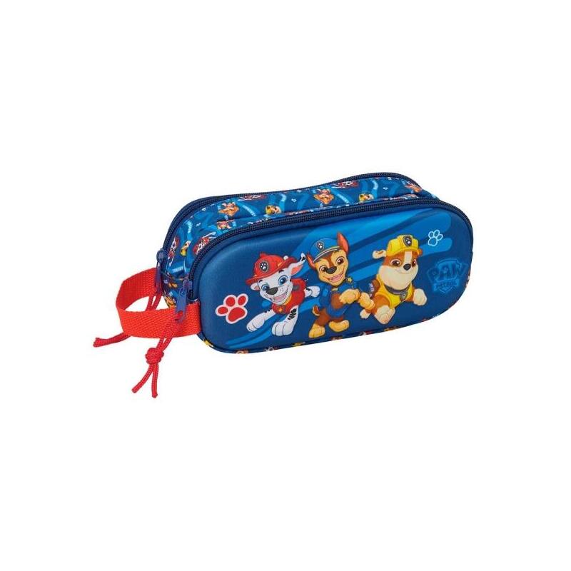 Safta Paw Patrol Portatodo 3d - 2 Compartimentos Con Cremallera - Asa Lateral - Capacidad 1l - 21x8x6cm - Azul