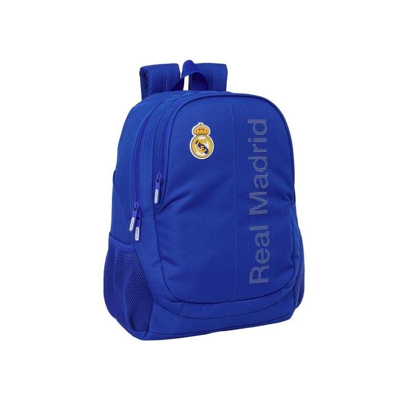 Safta Real Madrid Mochila Adaptable A Carro - Portabotellas - Dos Compartimentos Grandes - Doble Cremallera - Hombreras