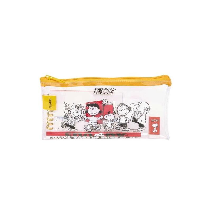 Safta Snoopy Pack Escolar Con Portatodo De Pvc - Cierre Zip - Regla 15cm - 2 Lapices - Sacapuntas - Goma - Bloc De