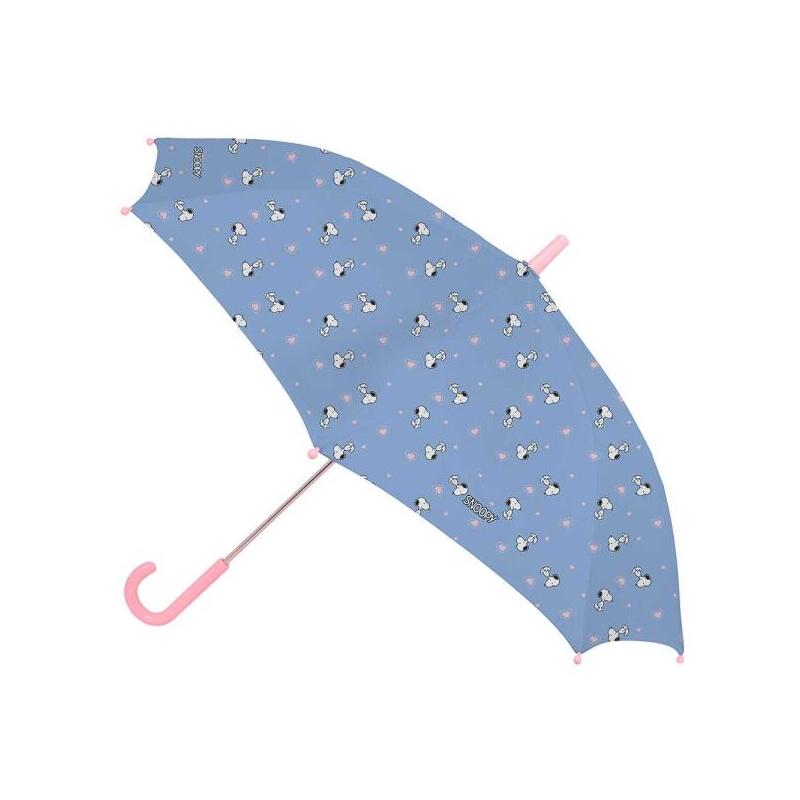 Safta Snoopy Paraguas Manual De 86cm - 8 Paneles - Asa Y Punta De Pvc - Poliester - Nervios De Acero De 8mm - Azul