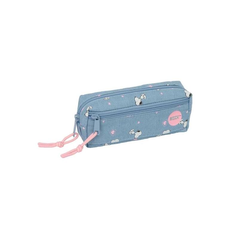 Safta Snoopy Portatodo - 3 Compartimentos Con Cremalleras - Goma Elastica - 0.98l - 220x60x85mm - Azul