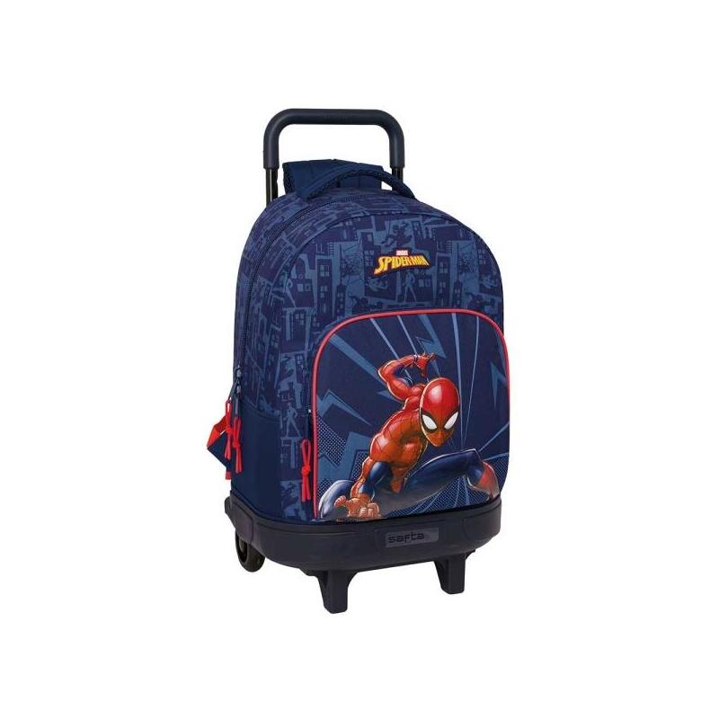 Safta Spider-Man Mochila Con Carro - Extraible - Bolsillo Frontal - Portabotellas - Tirador Doble - Hombreras