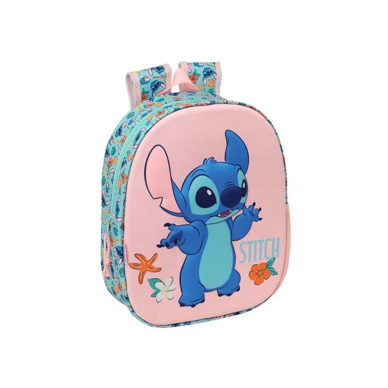 Safta Stitch Mochila 3d - Portabotellas - Hombreras Acolchadas - Asa De Mano Superior - 27x33x10cm - Rosa