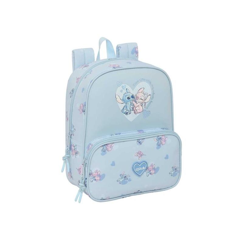 Safta Stitch Mochila Guarderia - Adaptable A Carro - 2 Bolsillos Frontales - Tarjeta De Identificacion - Asa De Mano -
