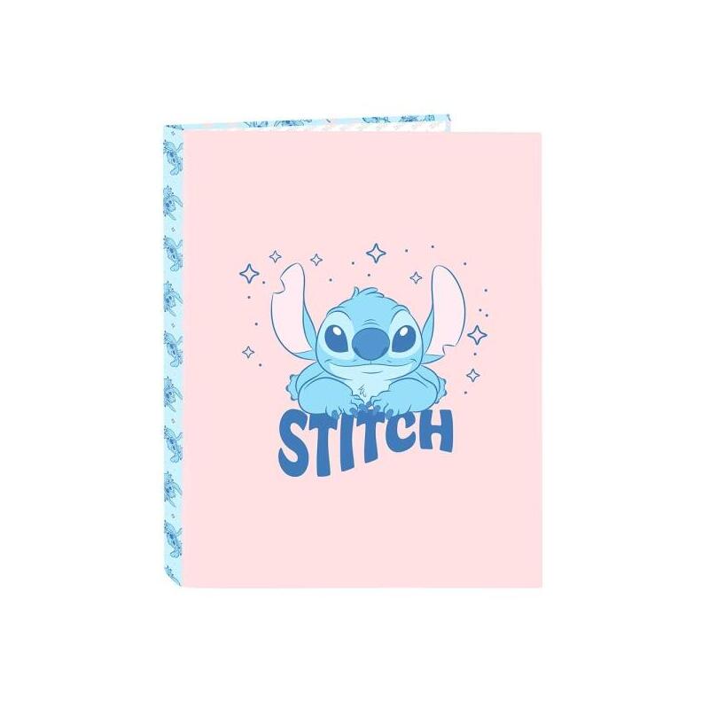 Safta Stitch Ohana Carpeta Con 4 Anillas 25mm - Tapas Duras Forradas - Formato Folio - Ligera Y Compacta - 265x40x330mm