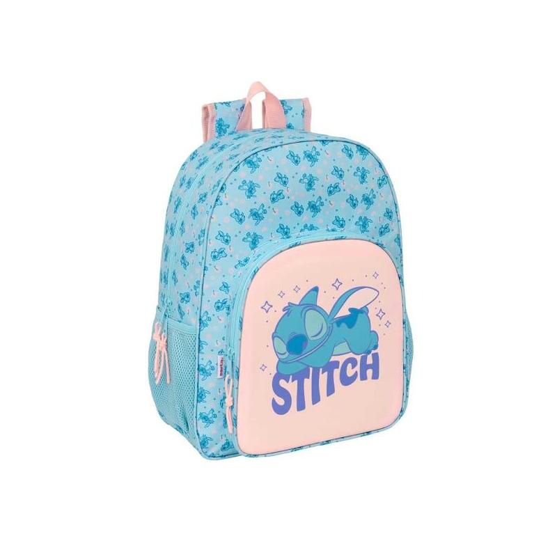 Safta Stitch Ohana Mochila Adaptable A Carro - Portabotellas - Tirador Doble - Hombreras Ergonomicas Acolchadas -