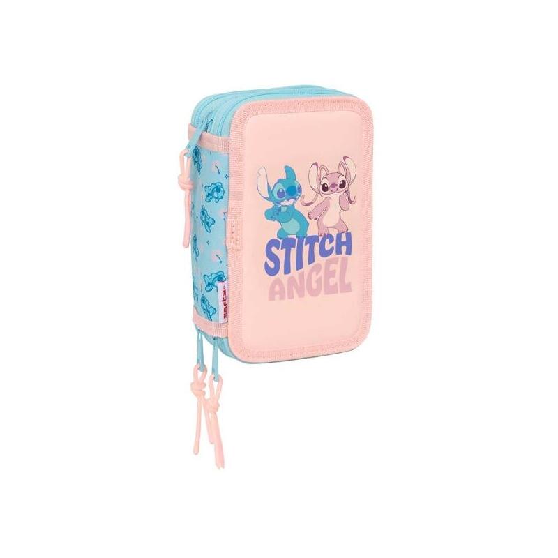 Safta Stitch Ohana Plumier De 3 Pisos - 37 Piezas - 1.3l - Goma - Lapiz - Boligrafos - Sacapuntas - Reglas - 16 Colores