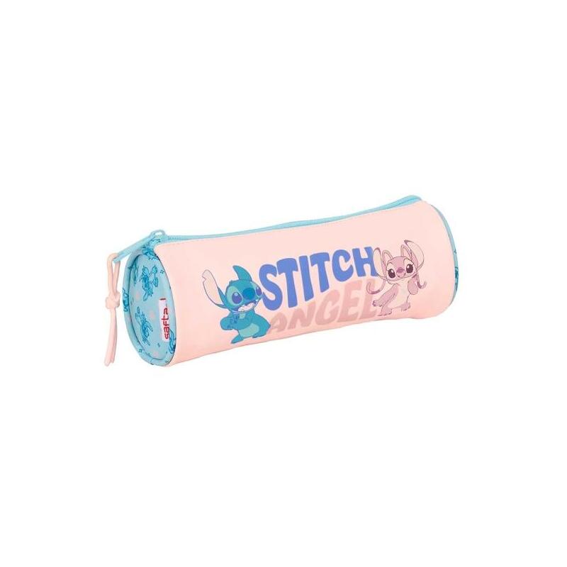 Safta Stitch Ohana Portatodo - Tirador Facil De Abrir - 1l - 200x70x70mm - Rosa Pastel
