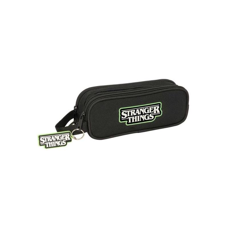 Safta Stranger Things Portatodo - 2 Compartimentos Con Cremalleras - Asa Lateral - 1l - 210x60x80mm - Negro