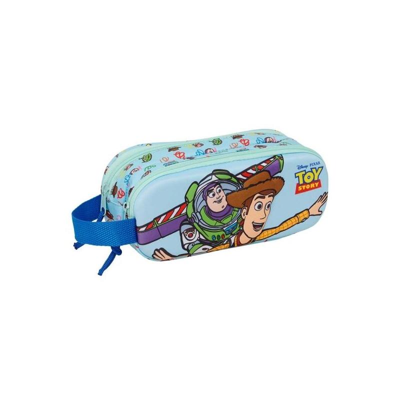Safta Toy Story Portatodo 3d - 2 Compartimentos Con Cremallera - Asa Lateral - Capacidad 1l - 21x8x6cm - Azul