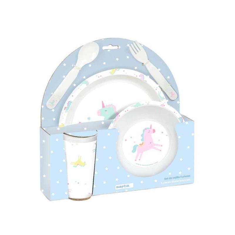 Safta Unicornio Set De Menaje Infantil - Pvc Sin Bpa - 260x90x260mm - Azul