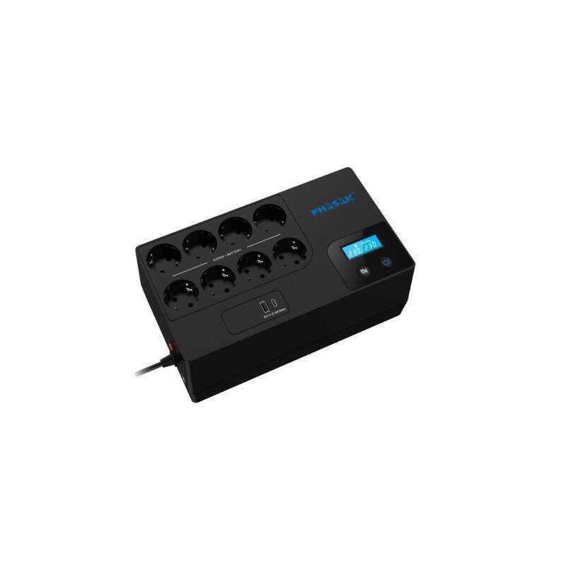 Sai Línea Interactiva Phasak Smart Home Ph 9479 - 600w · 1050va · 6xschuko · Negro