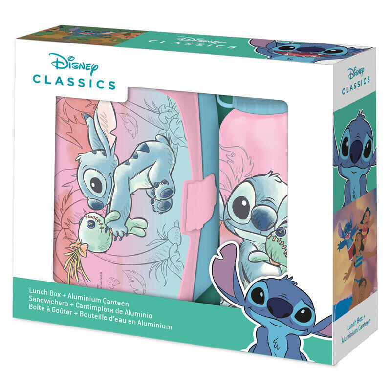 Sandwichera + Cantimplora Aluminio Stitch Disney 500ml
