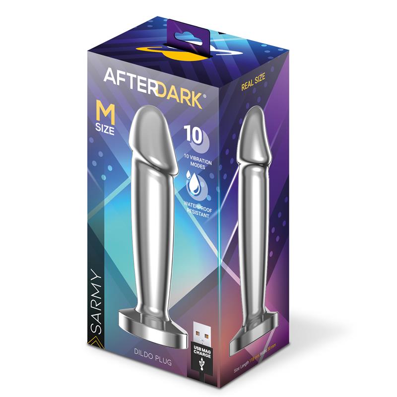 Sarmy Plug Anal Cromado Con Vibración Usb Magnético Talla M