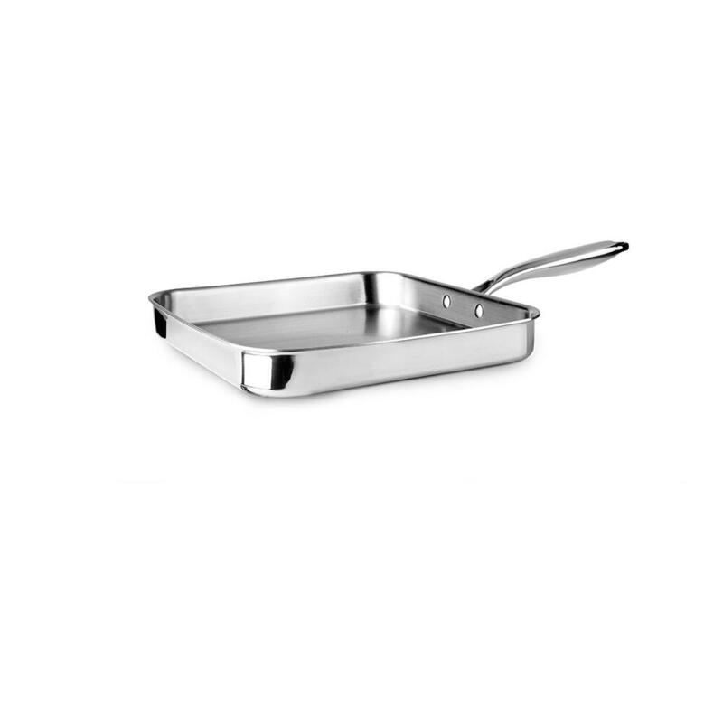 Sartén Asador Liso Triply Natural (Inox/Alum/Inox) 28 X 28 Cm