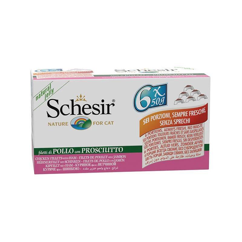 Schesir Chicken Fillets With Ham In Jelly - Wet Cat Food - 6x50g