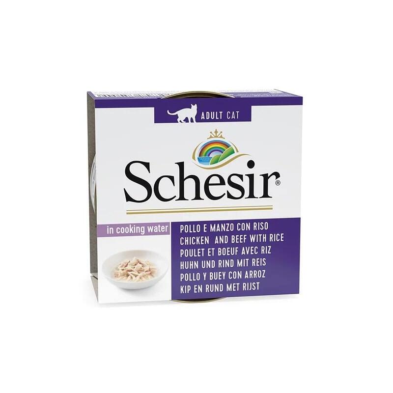 Schesir In Cooking Water Chicken And Beef With Rice - Comida Húmeda Para Gatos - 85 G