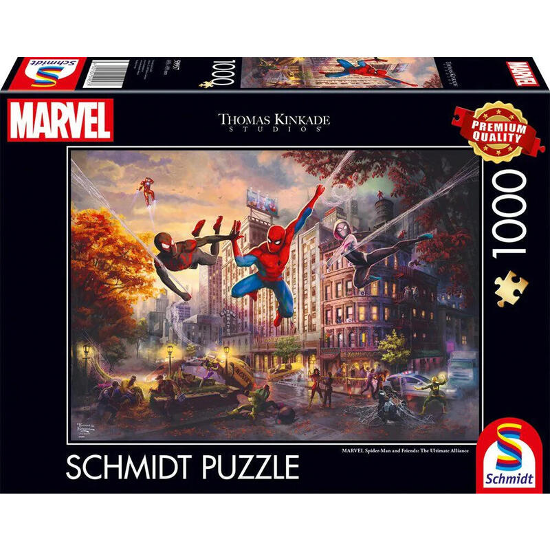 Schmidt Spiele Thomas Kinkade Studios: Marvel Spider-Man & Friends - The Ultimate Alliance, Rompecabezas De 1000 Piezas 59957