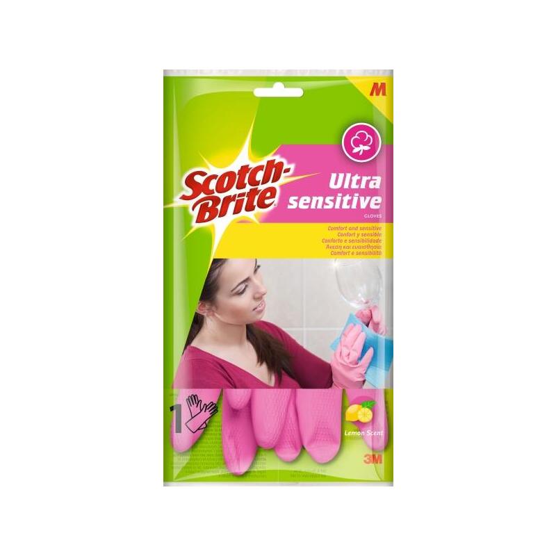 Scotch-Brite Ultra-Sensitive Guantes Multiuso - Talla Mediana - Perfumados - Rosa