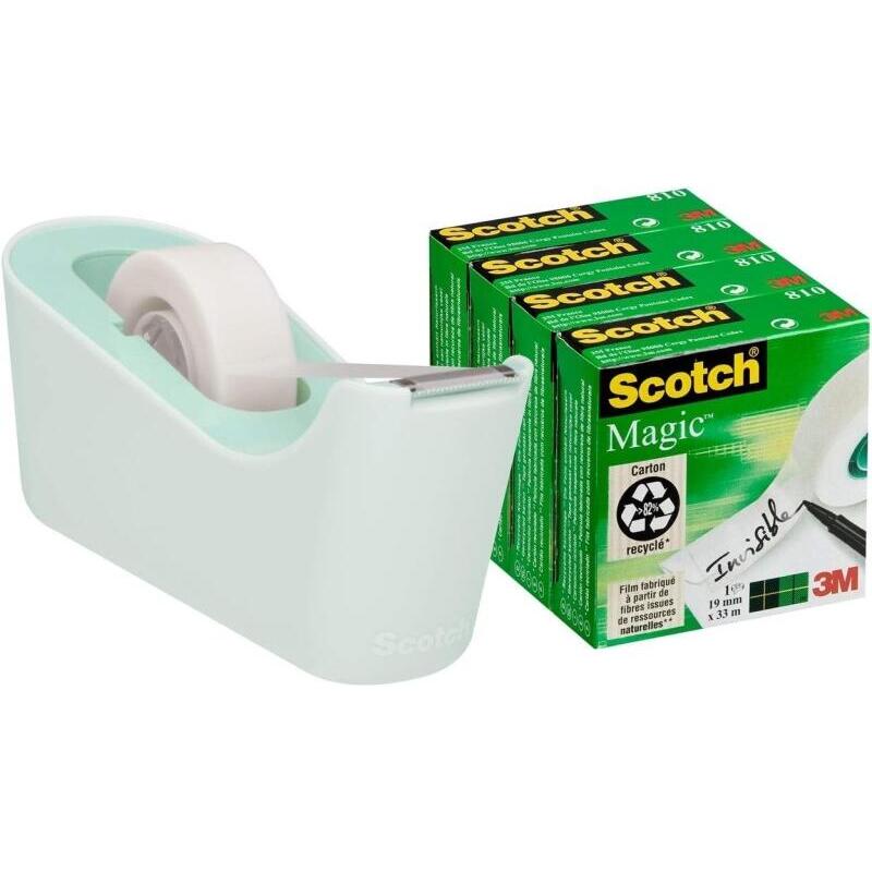 Scotch C18 Pack De Dispensador De Cinta Adhesiva + 4 Cintas Adhesivas Scotch Magic - Para Cintas De Hasta 19mm X 33m -