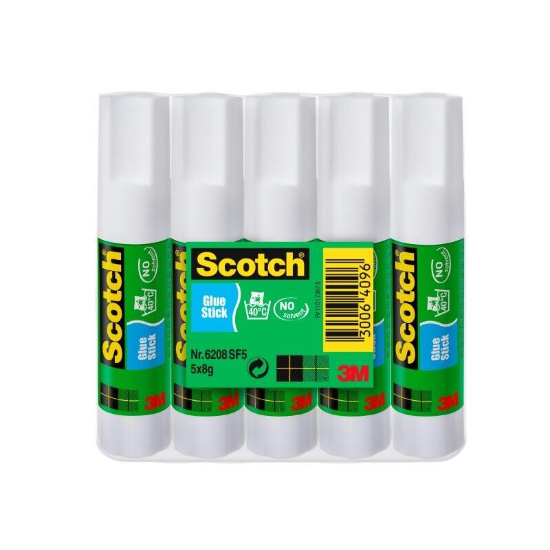 Scotch Pack De 5 Pegamentos En Barra Adhesivo Solido - 8gr Por Unidad - Transparente