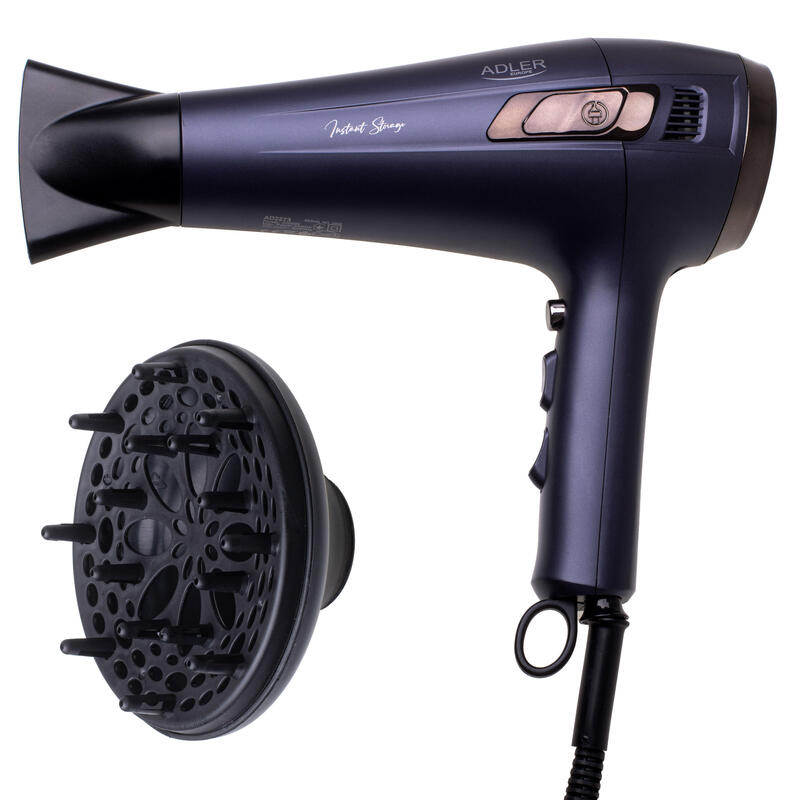 Secador De Pelo Adler Ad 2273 Con Cable Retráctil, 2400w + Difusor, Violeta