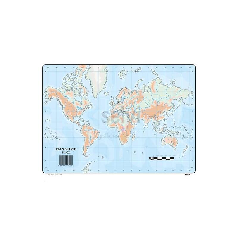 Selvi Mapa Mudo Planisferio Fisico A4 -50u-