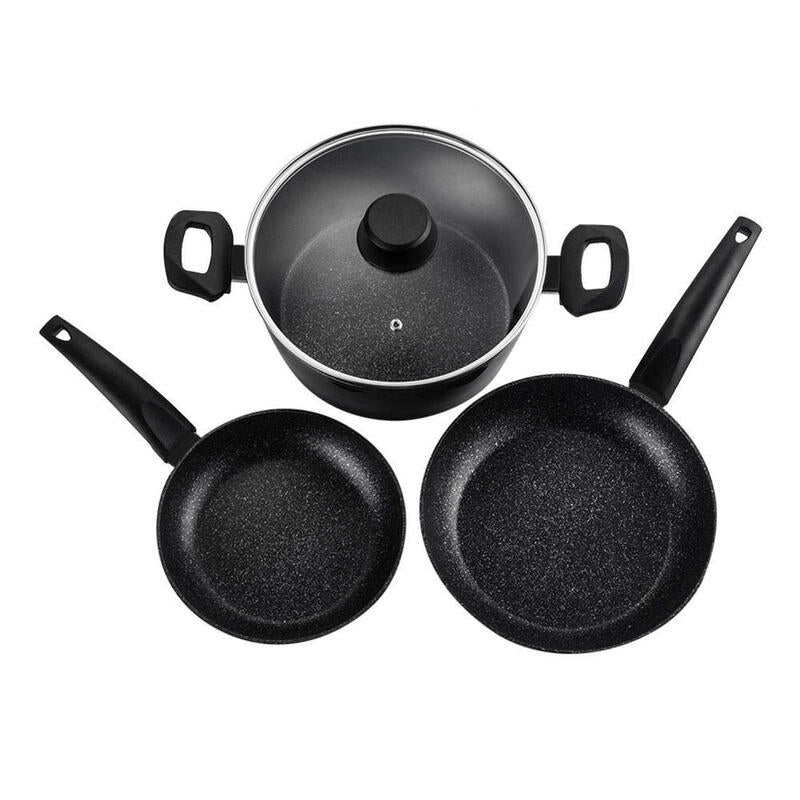 Set 2 Sartenes + 1 Olla Vivant Negra Aluminio 3004 Fagor