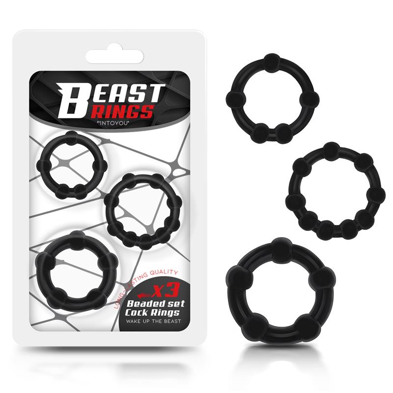 Set 3 Anillo Para El Pene Beaded Flexibles