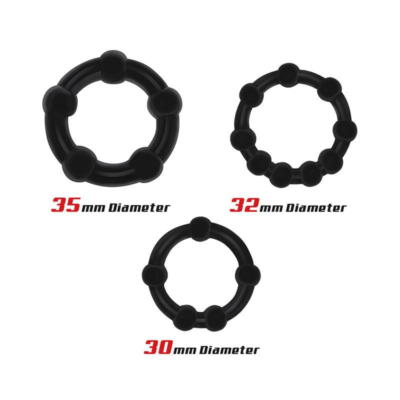 Set 3 Anillo Para El Pene Beaded Flexibles