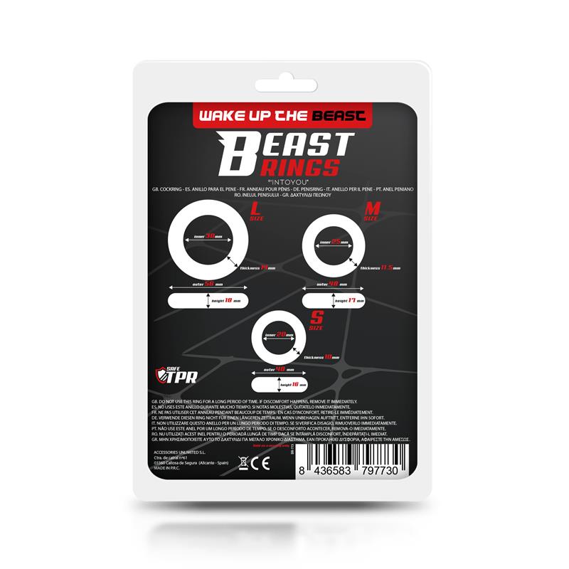 Set 3 Anillos Para El Pene Flexibles Negros