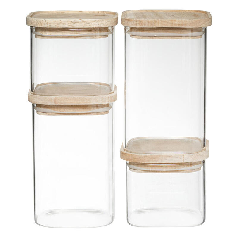 Set 4 Botes De Cocina Hermeticos Apilables