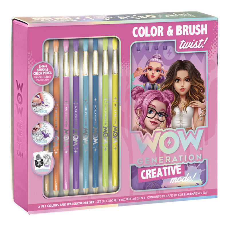 Set Bloc Artista Pincel Y Lapices Acuarela Wow Generation