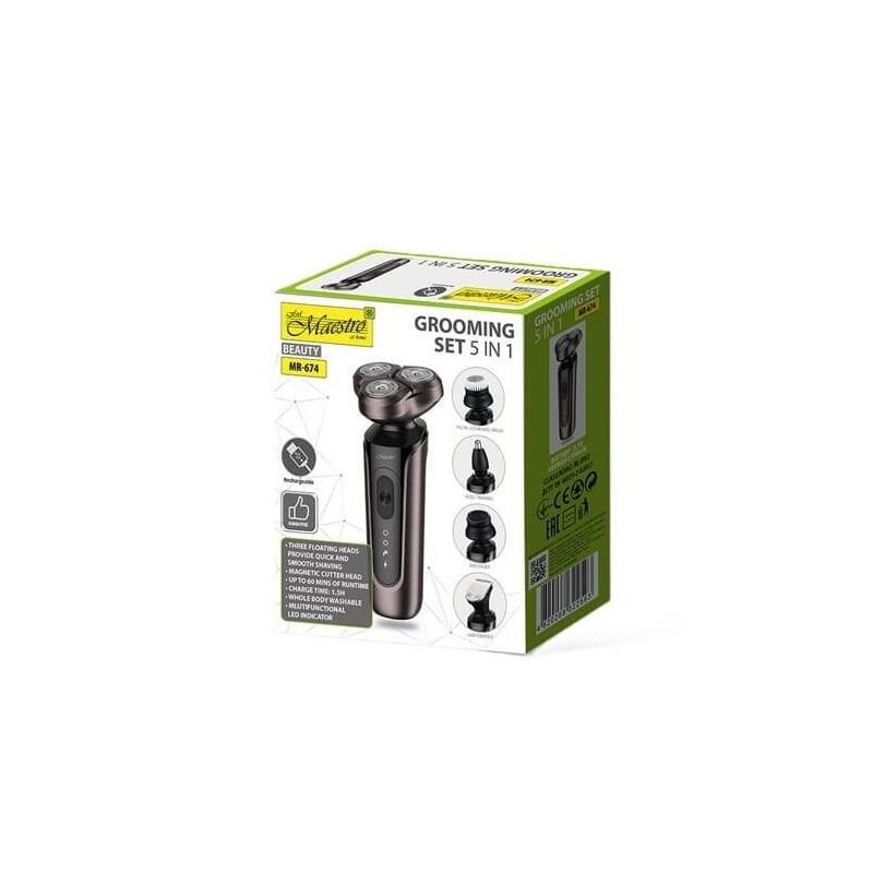 Set De Afeitado Maestro Usb 5 En 1 Mr-674