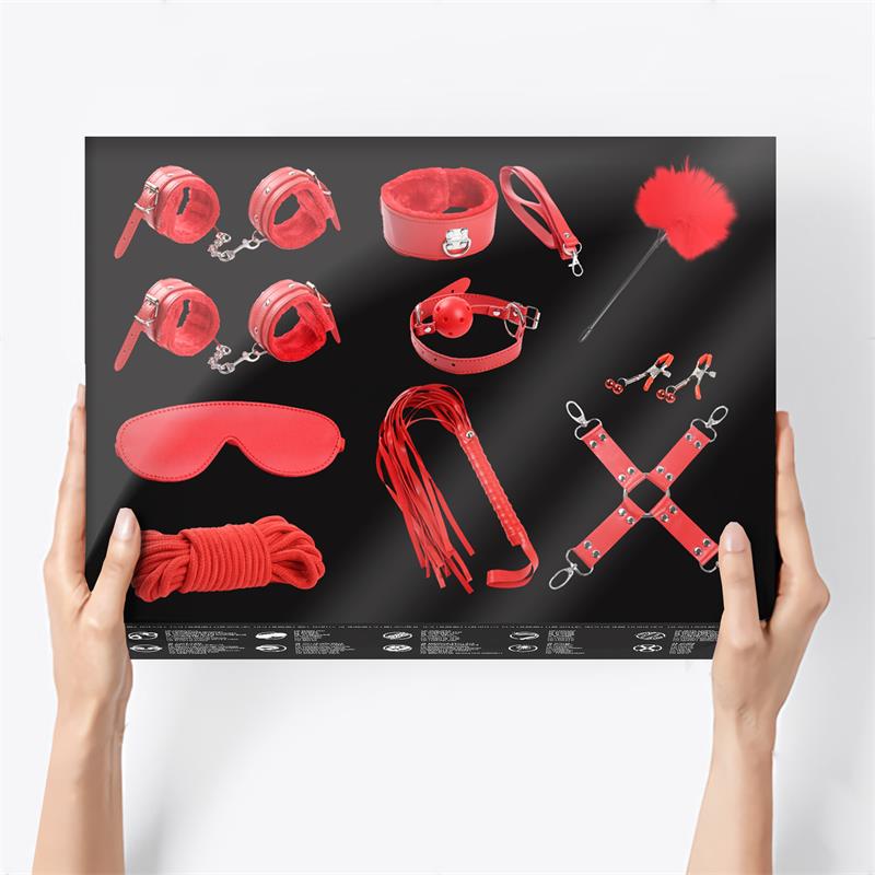 Set De Bondage 10 Piezas Rojo