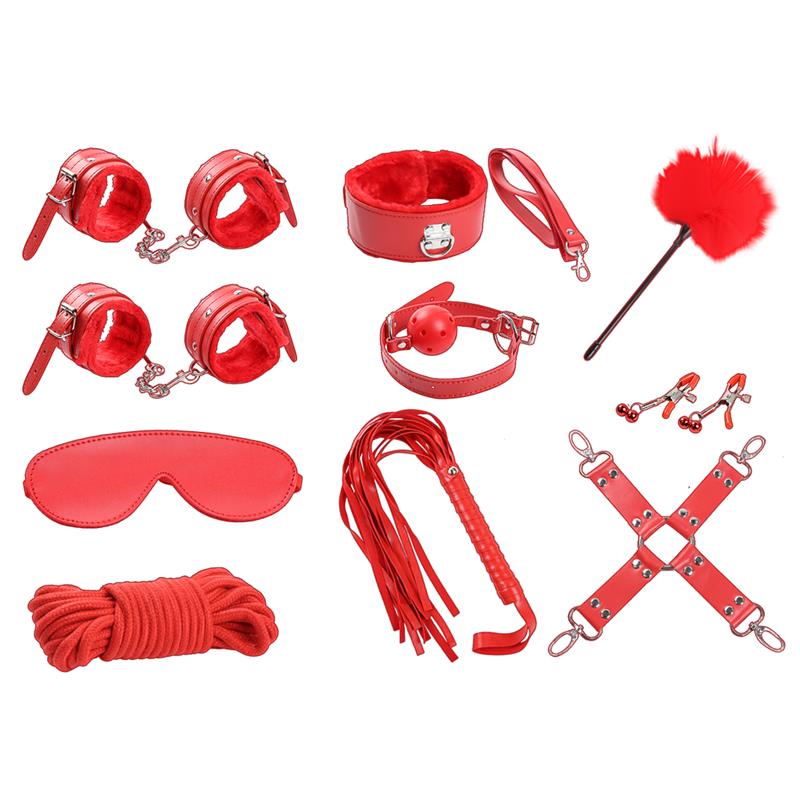 Set De Bondage 10 Piezas Rojo