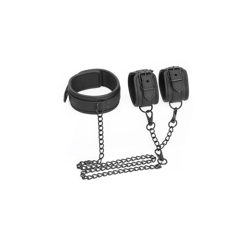 Set De Collar Y Esposas Para Muñecas Cuero Vegano