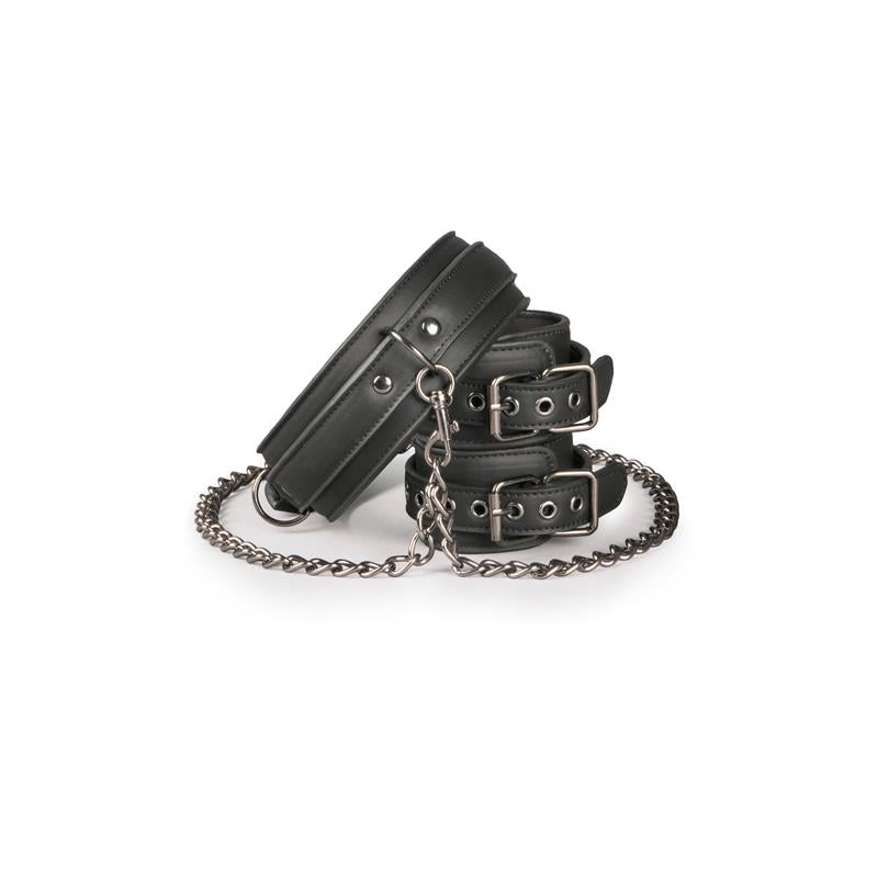 Set De Ligaduras Collar Y Esposas Negro