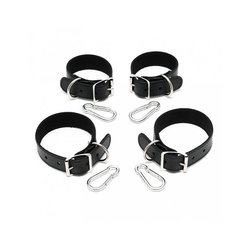 Set Esposas Para Manos Y Pies Cuero 2.5cm