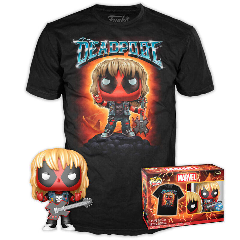 Set Figura Pop & Tee Marvel Deadpool Heavy Metal Talla L