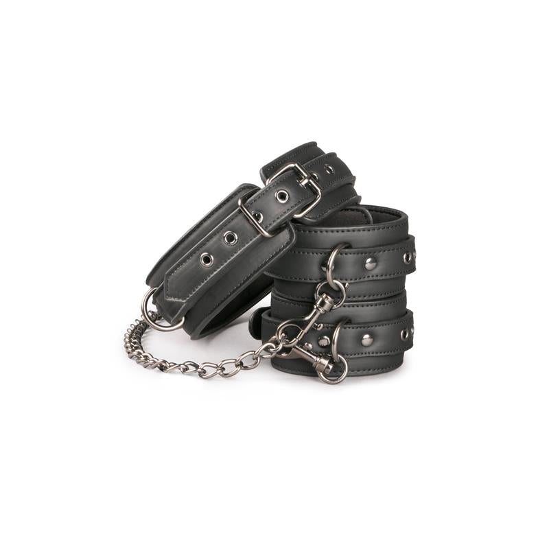 Set Ligaduras Collar Y Esposas Para Tobillos Negro