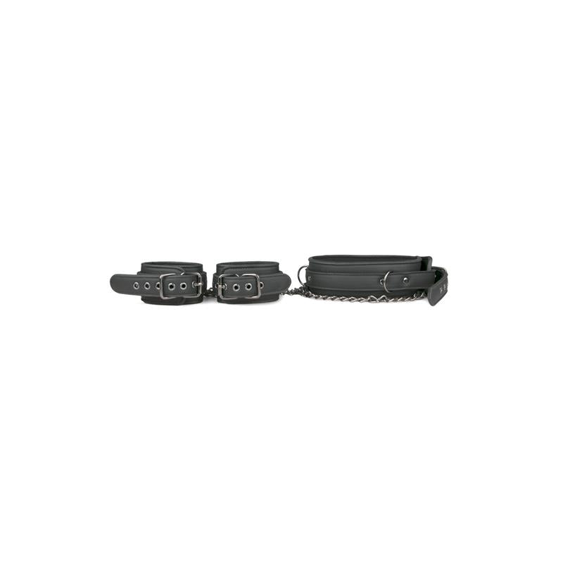 Set Ligaduras Collar Y Esposas Para Tobillos Negro